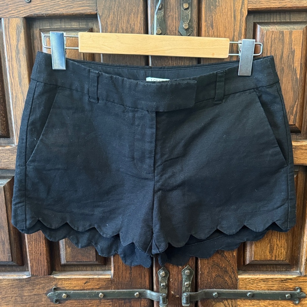 J. Crew Black High Waist Scalloped Shorts